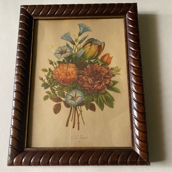 Vintage Other - Vintage JL Prevost Jean Louis floral botanical flower framed print Bouquet art